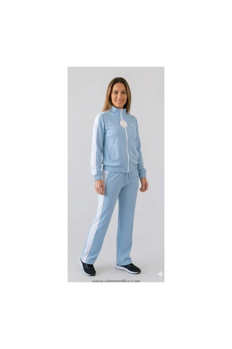 Vista detalle 1 de Conjunto Deportivo Mujer Cómodo y Elegante | Chándal Casual con Cremallera y Rayas Laterales