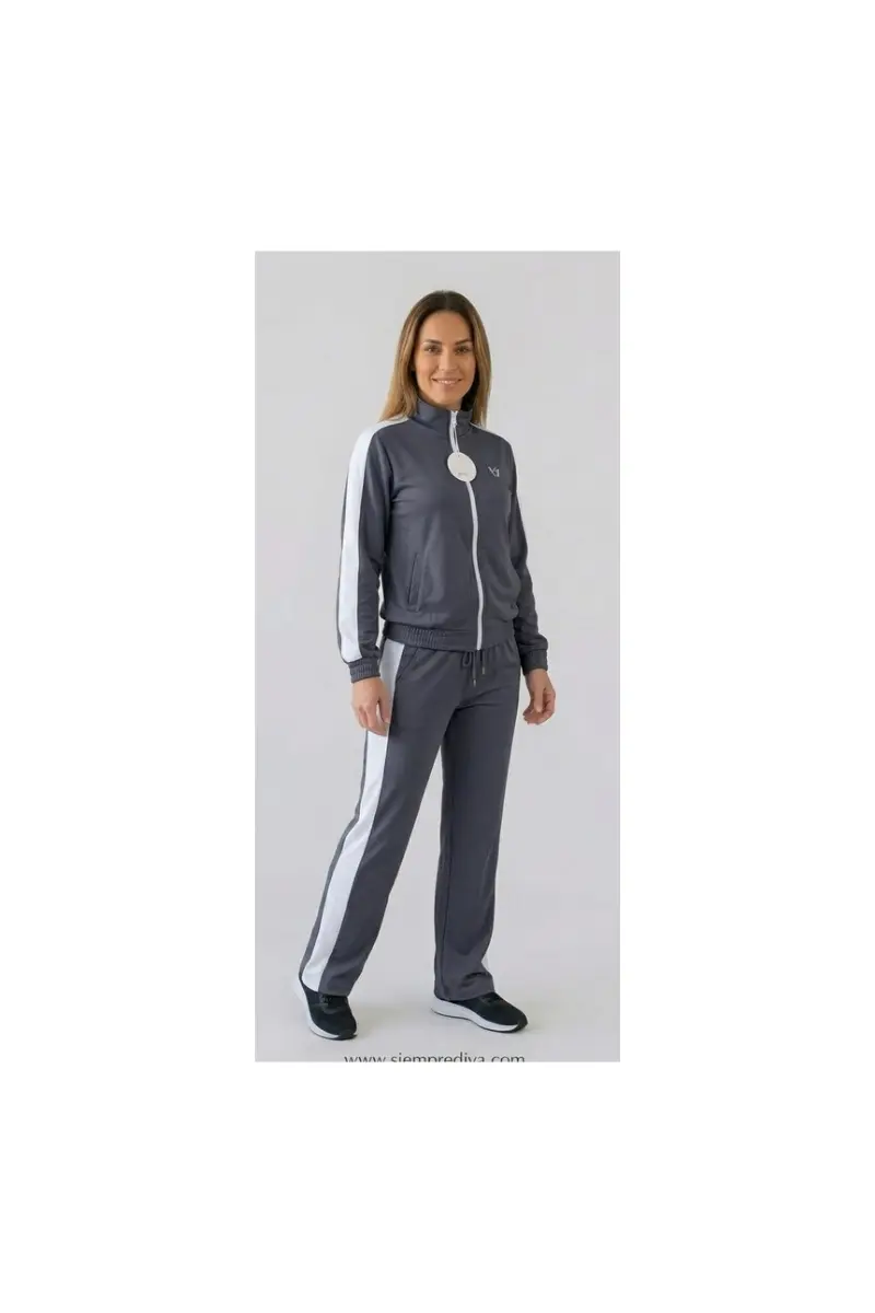 Vista detalle 2 de Conjunto Deportivo Mujer Cómodo y Elegante | Chándal Casual con Cremallera y Rayas Laterales