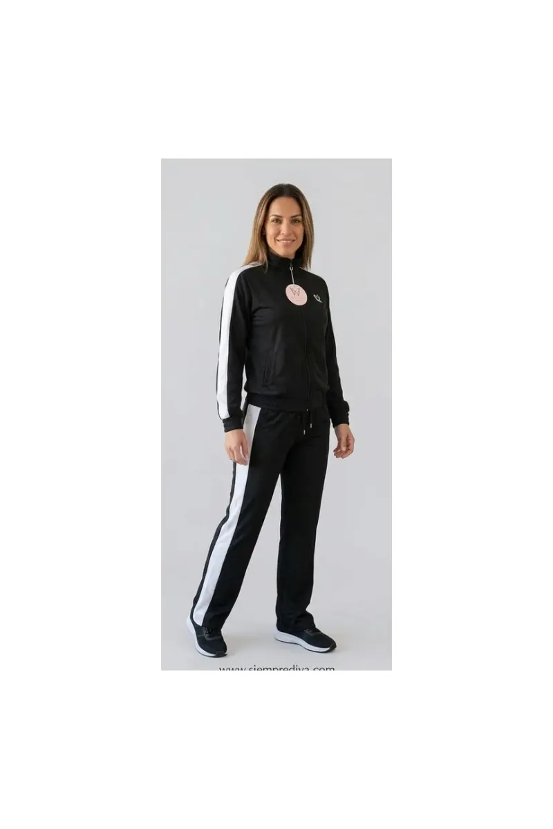 Conjunto Deportivo Mujer Cómodo y Elegante | Chándal Casual con Cremallera y Rayas Laterales